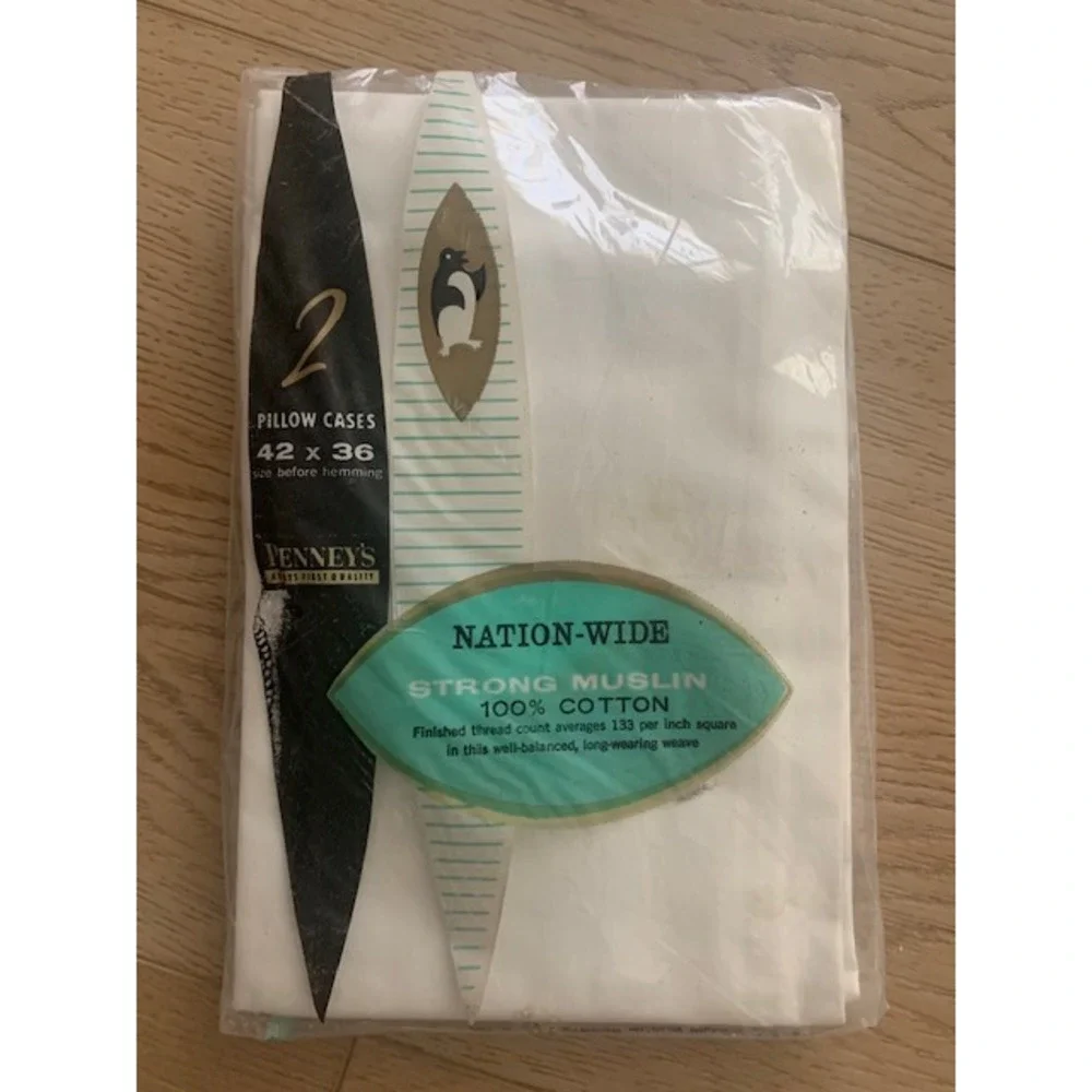 Vintage JCPenney Nation-Wide Muslin Pillow Cases Set of 2 White 100% Cotton NEW